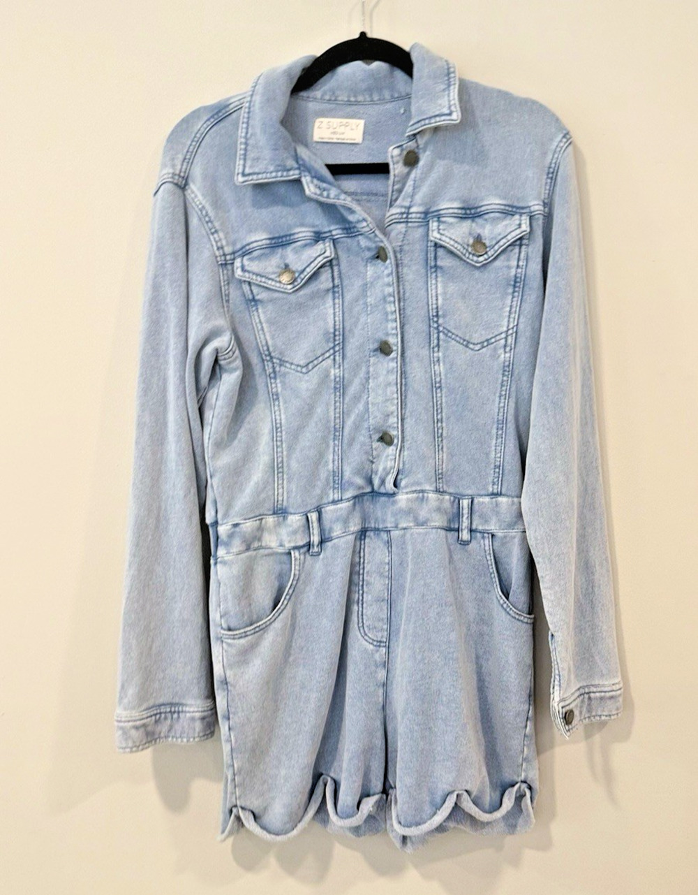 Z Supply Coyote Soft Cloth Denim Look Terry Cloth Romper Size Medium